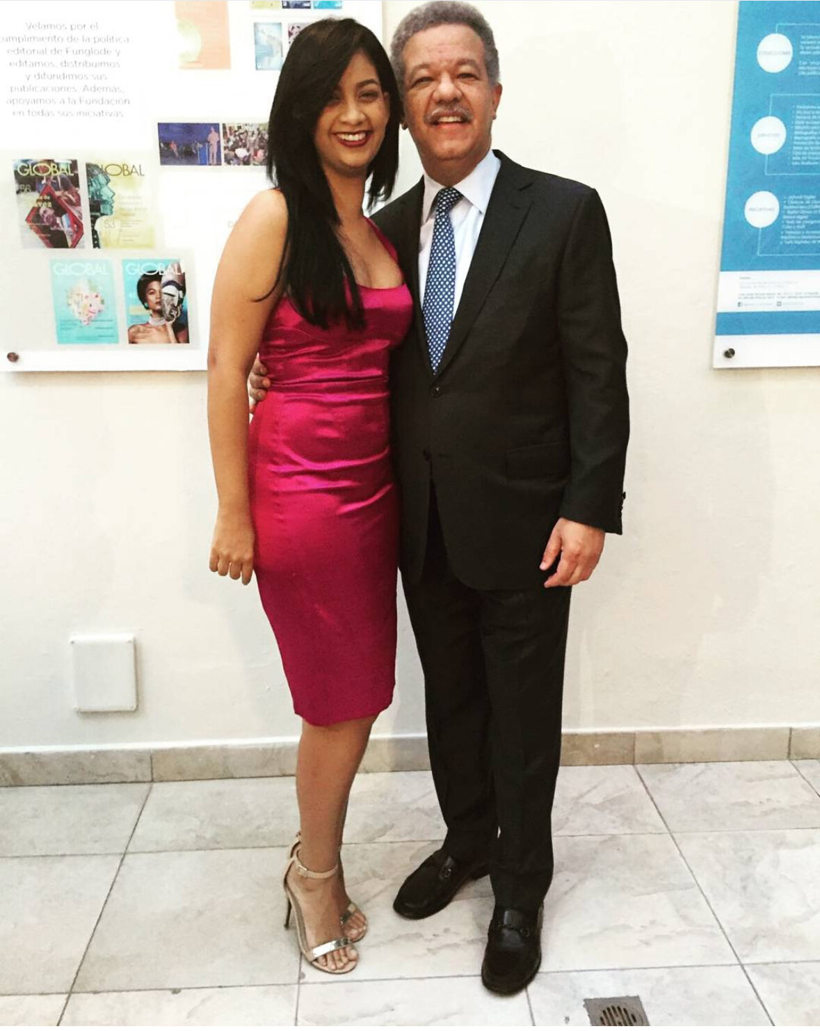 Yohara Caraballo with former Dominican Republic President Leonel Fernández at FUNGLODE